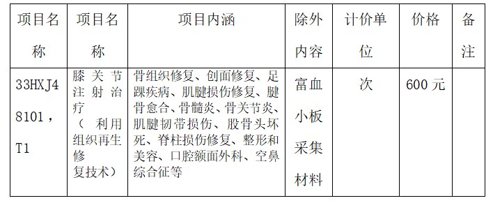 遂昌康复医院特需医疗服务项目价格公示表