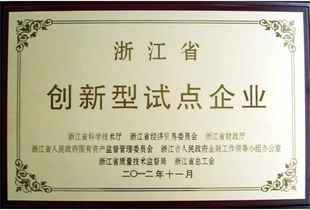 浙江省創(chuàng)新型試點(diǎn)企業(yè)